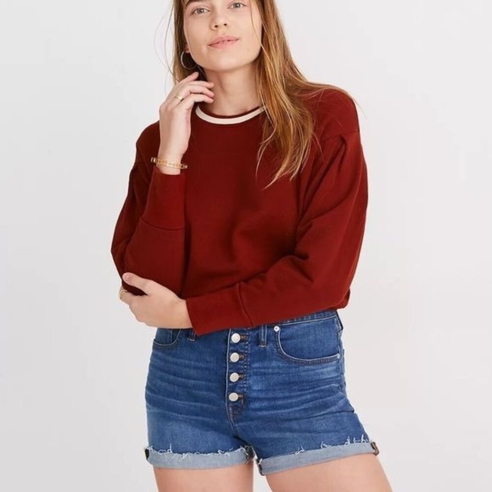 Madewell High-Rise Denim Shorts in Derby Wash Button-Front Edition size 25